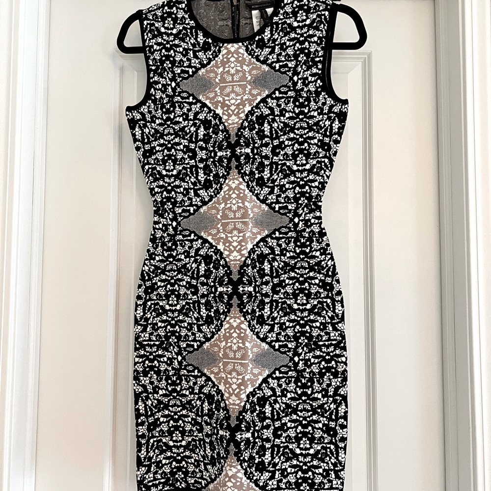NWT BCBG MaxAzria Black and White Bandage Mini Dress Size XS